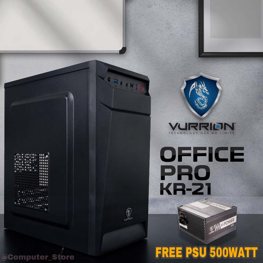 Casing Office Pro KR 21 Vurrion Free Include PSU 500Watt Case Casing Standard Micro Atx Matx Resmi