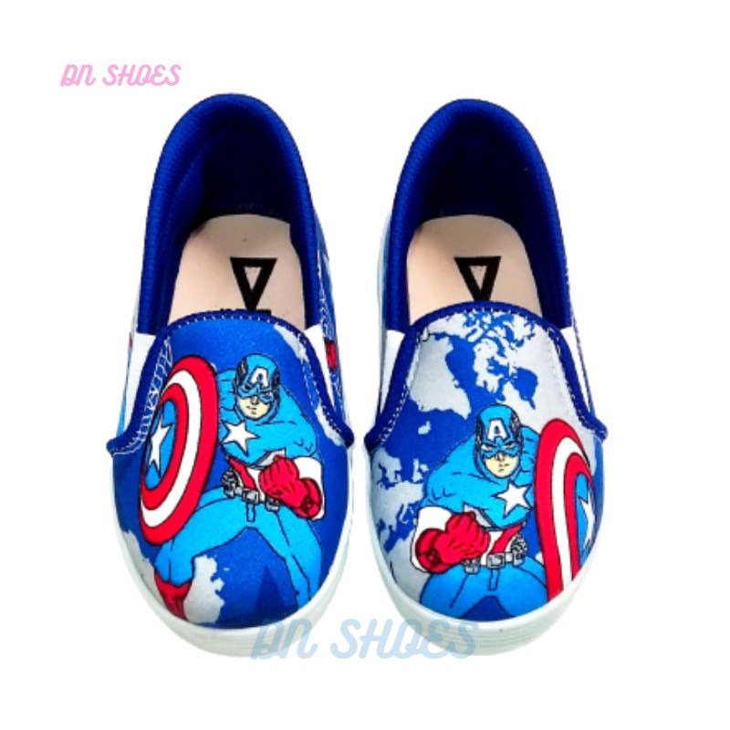 Sepatu Anak Laki laki Sepatu Slip On Anak Karakter Kapten Amrik Navy