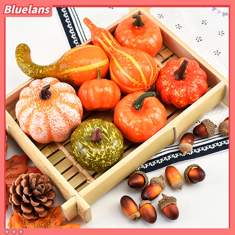 50pcs / Set Simulasi Labu Maple Pinus Cone Untuk Dekorasi Halloween Thanksgiving