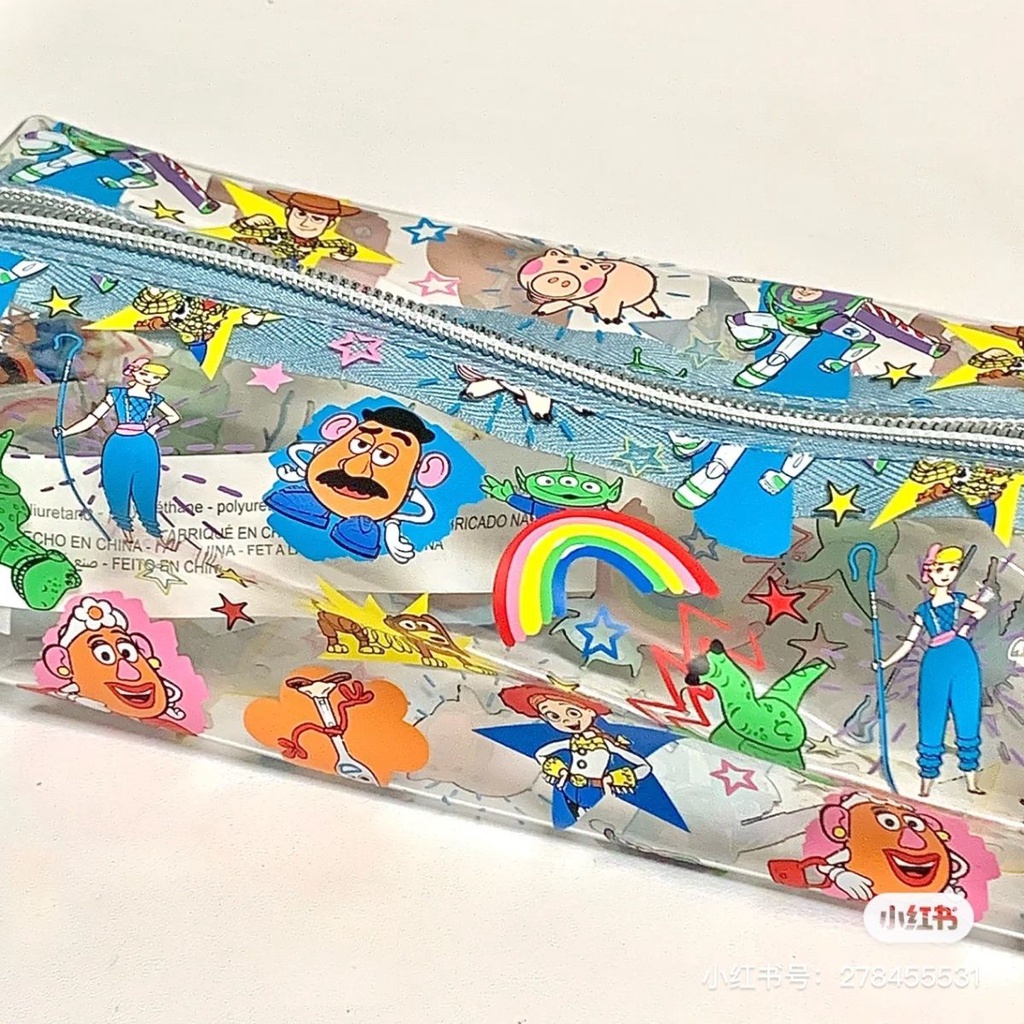 ✶Sera Sera Toy Story Pen Case Transparan Biru Tas Penyimpanan Lucu Kartun Baru Kapasitas Besar