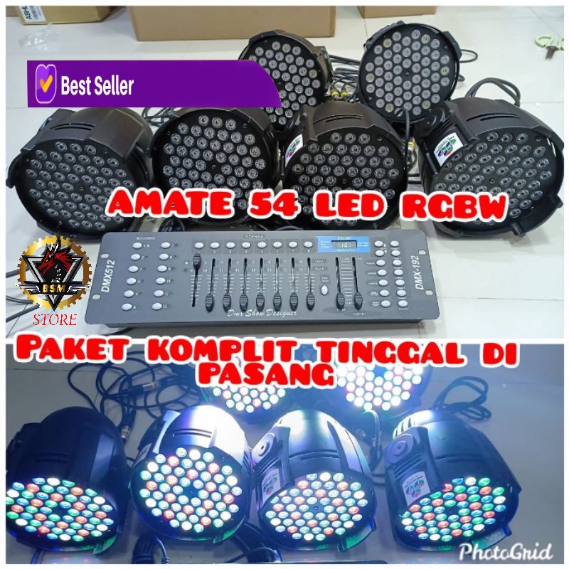 LAMPU PANGGUNG PAKET 6BUAH PARLED PLUS MIXER LIGHTING DMX KOMPLIT