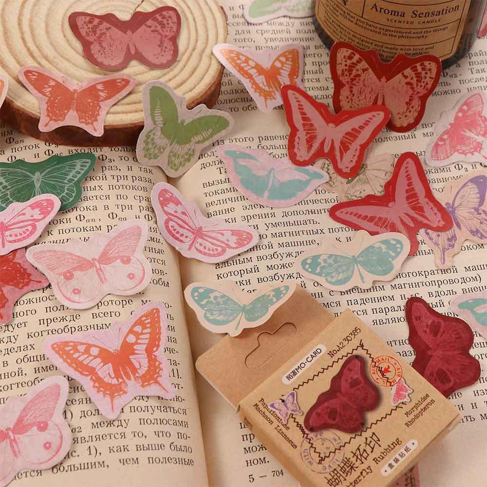 [Elegan] Kupu-kupu Alat Tulis Stiker Korea Retro Scrapbooking Seal Stiker Tangan Rekening Perlengkapan Sekolah