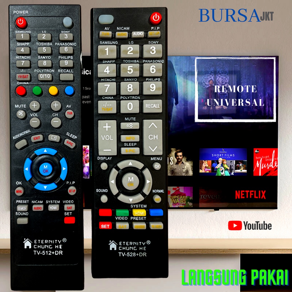 REMOTE REMOT  TV UNIVERSAL CHUNGHE 512 &amp; 528TR TABUNG LCD LED