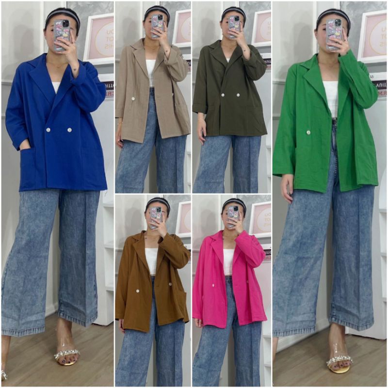 ⚡️CLEARANCE SALE ♡ PREMIUM ♡ ORIGINAL ! JIZZY PLAIN LONG SLEEVE BUTTON BLAZER OUTER