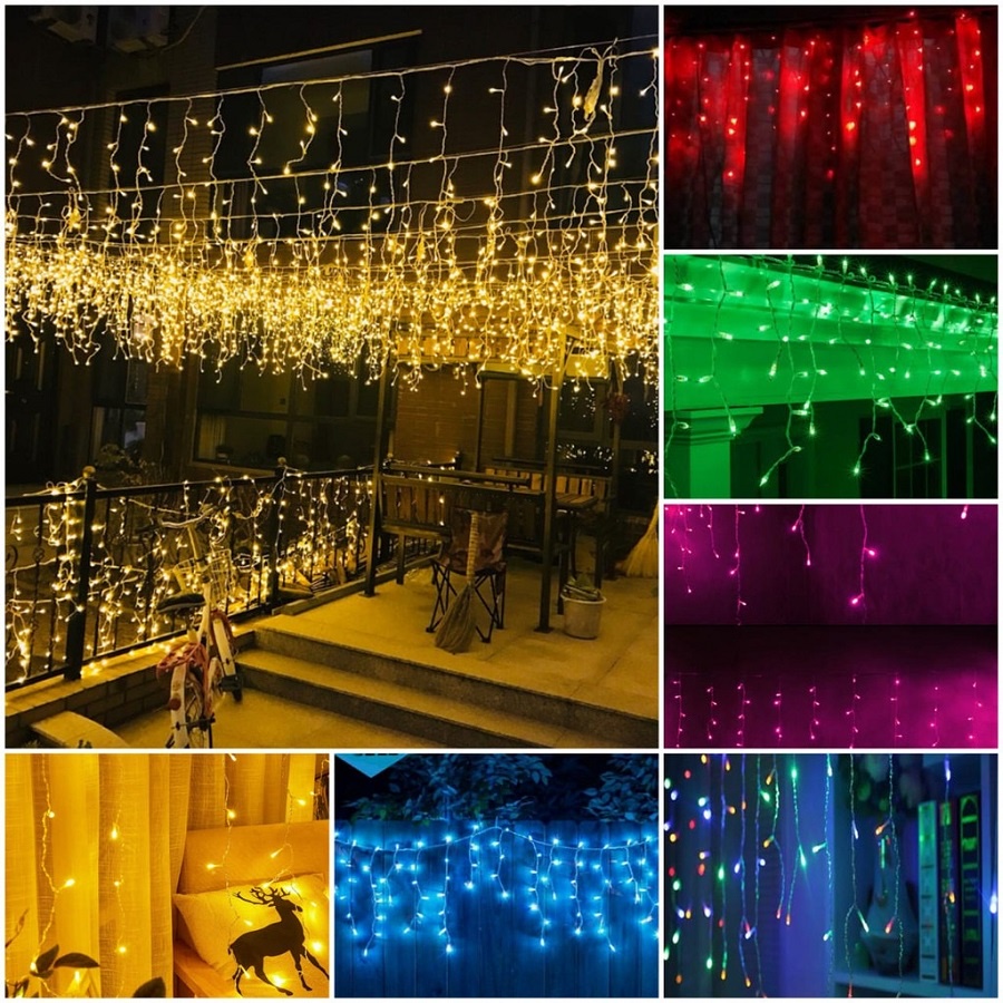 Lampu Tirai Hias Natal Tumblr 4.5M 4,5M 4,5 Meter Warna Warni Warm White Putih