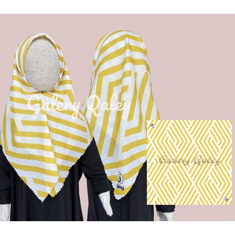 VOAL PRINTING INSTANT ANAK MOTIF GARIS KUNING / HIJAB INSTANT ANAK KARAKTER / KERUDUNG ANAK KARAKTER