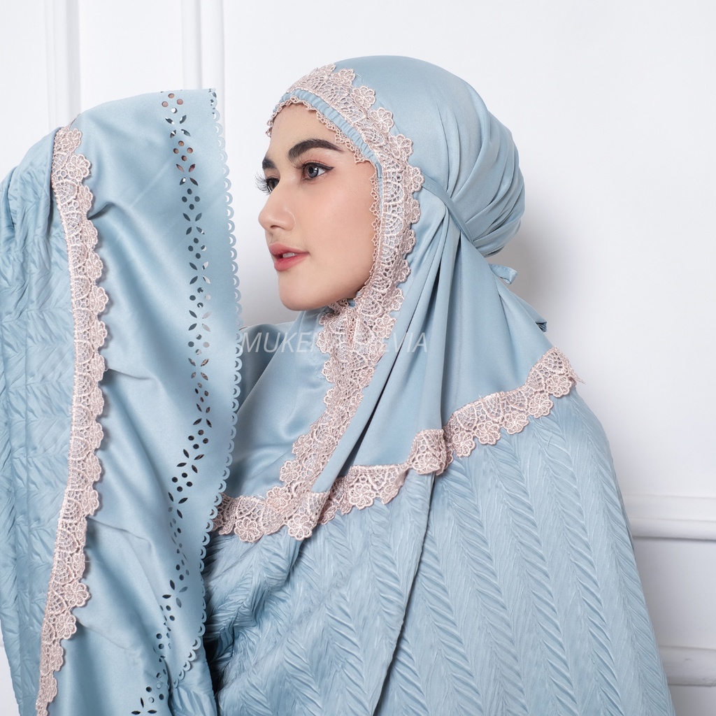 Mukena Dewasa Alesha Plisket Renda Lasercut Mewah