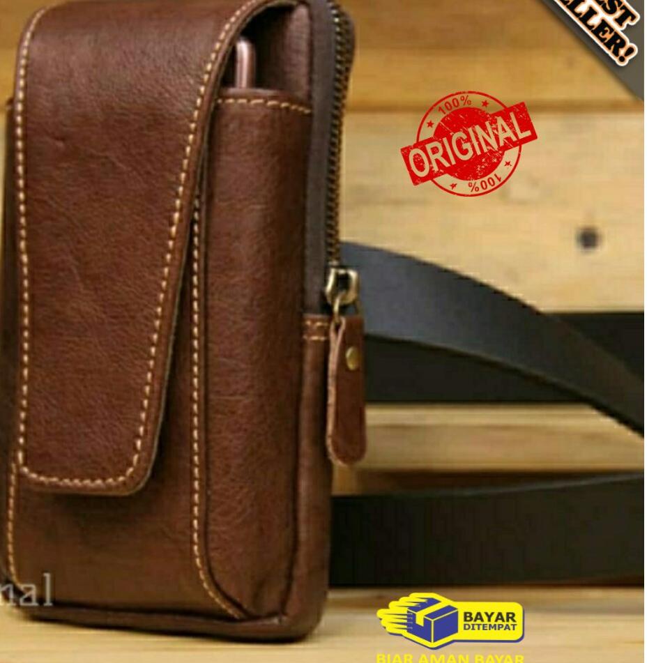 Langsung Order Sarung HP Pinggang Kulit Asli Pria Full Kulit Sapi Asli / Sarung HP Kulit Asli