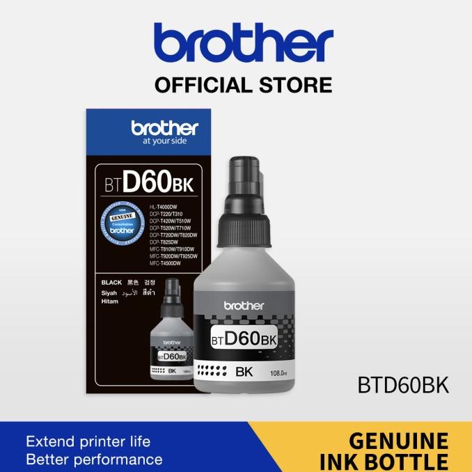 Brother Ink Bottle Bt-D60Bk - Tinta Printer Hitam Btd60Bk