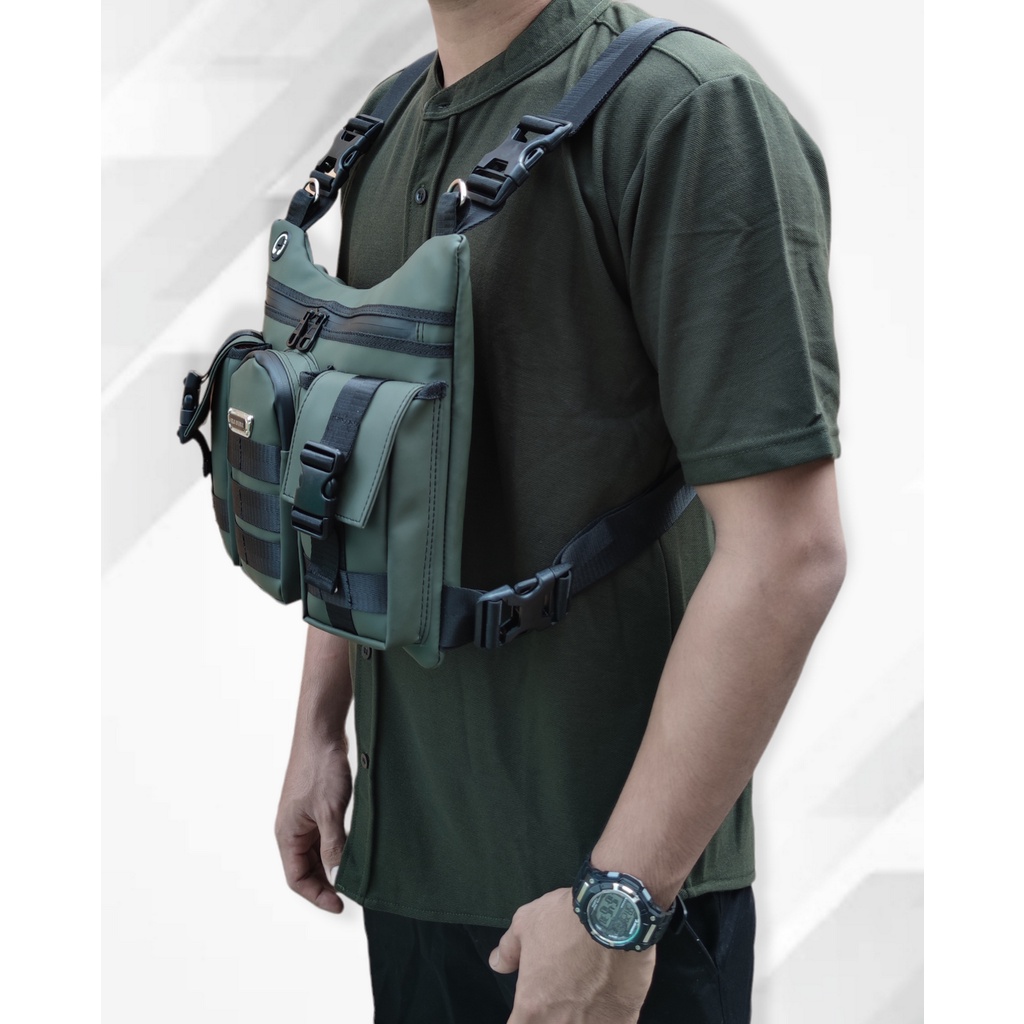 Tas Dada ANTI AIR 2 Fungsi Polo Amstar Tas Dada &amp; Selempang Bahan Ballon Tebal Anti Air Premium Quality Tas Pria Wanita Chest Bag