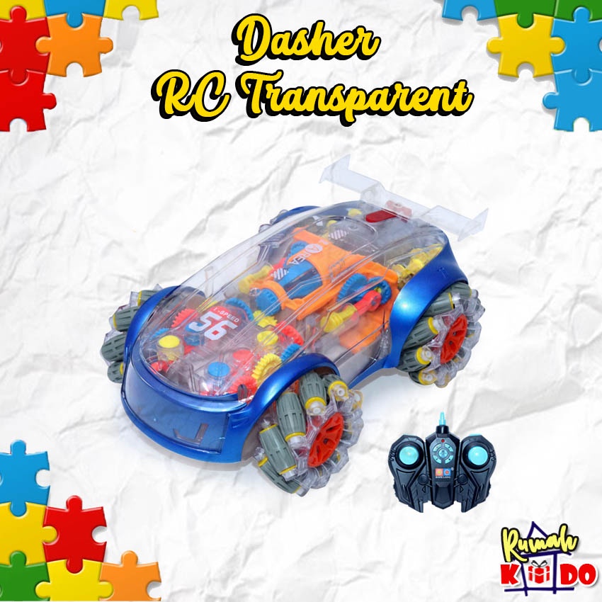 BISA COD FREE BATERAI REMOTE Mainan Mobil Dasher RC Transparent Light and Music