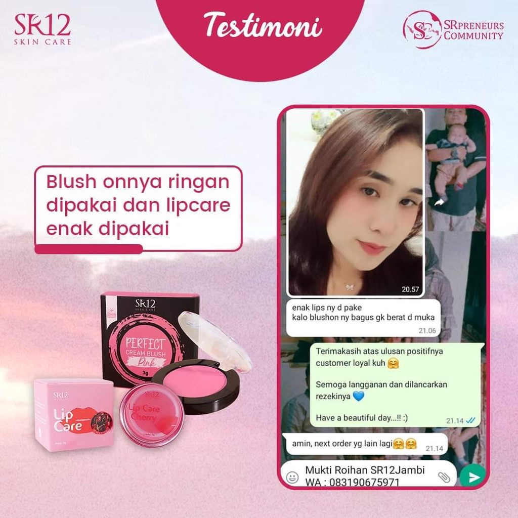 Perfect Cream Blush On SR12 Look Makeup Matte Perona Wajah Alami Tampak Fresh dan Natural Anti UV