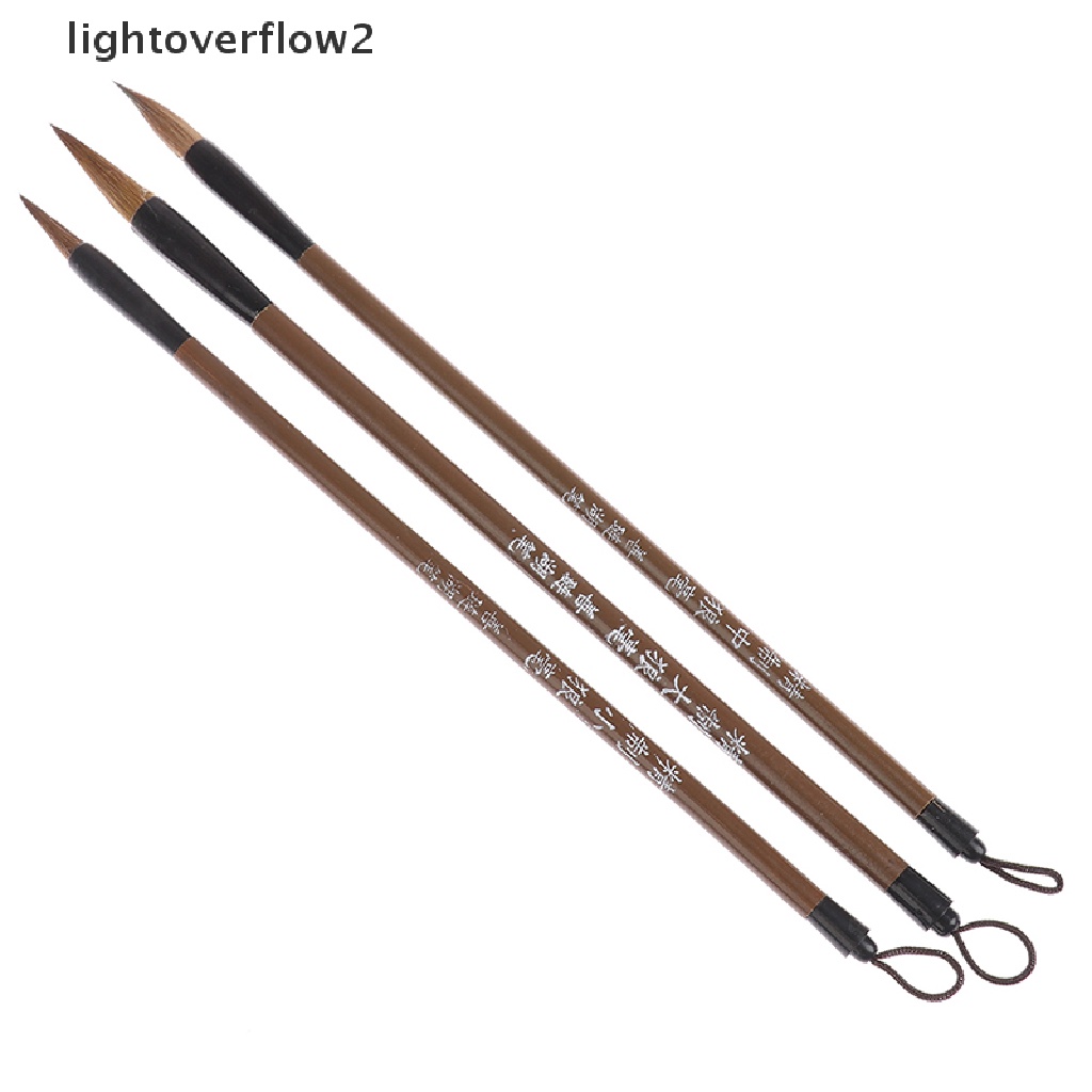 (lightoverflow2) 3pcs / Set Kuas Kaligrafi Cina Aneka Ukuran Untuk Pelajar (ID)