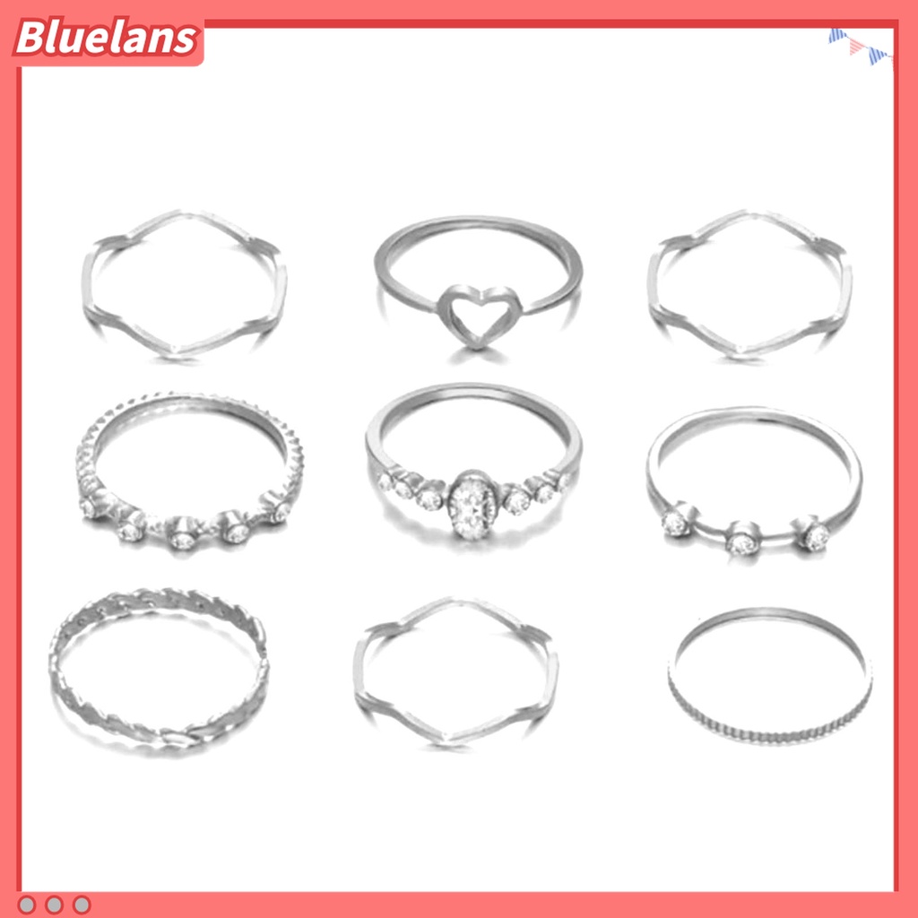 Bluelans 9 Pcs / Set Cincin Jari Gaya Vintage Untuk Hadiah Wanita