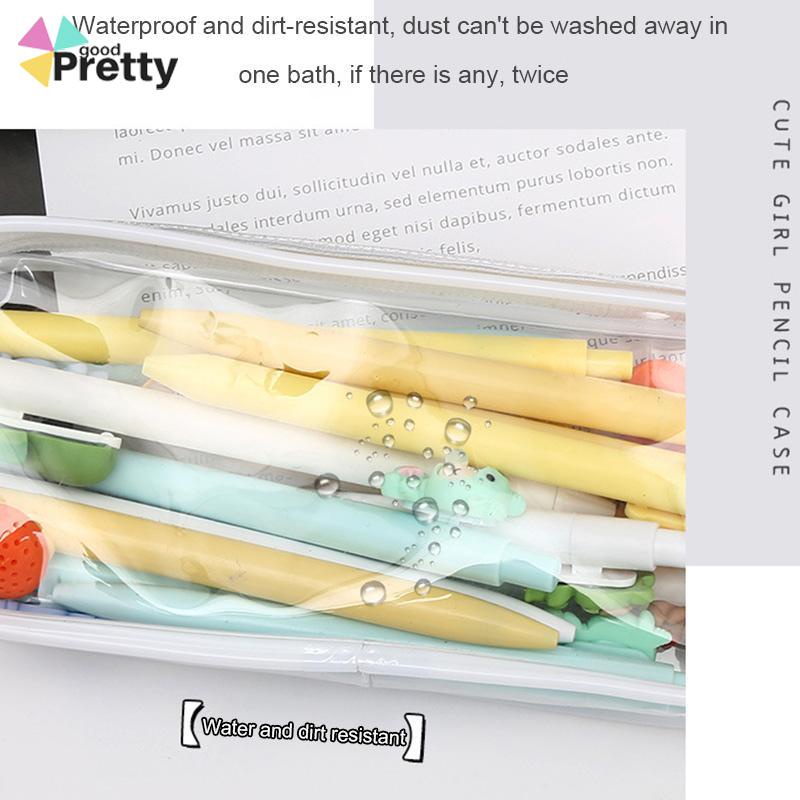 Korea Transparent Pensil Case PVC Student Stationery Zipper Pen Bag Travel Portable Toiletry Makeup Storage Bag