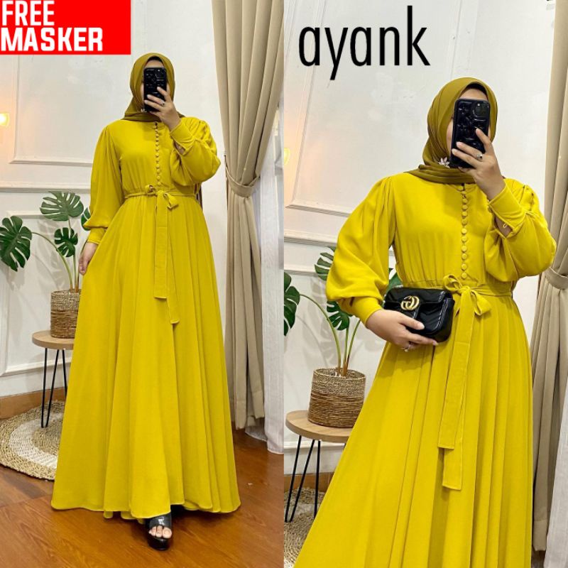 DRESS bonus MASKER+Gamis Ceruty Babydoll Kancing Seribu Polos Premium/Gamis Ceruti Babydoll Polos Bu