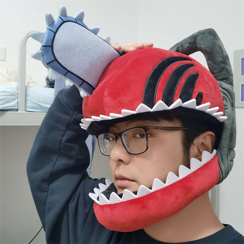 Cool Chainsaw Man Headgear Pochita Plush Toy Anime Adult Mask Cosplay Party Gift