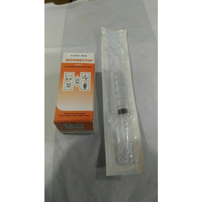 obat suntik injeksi anjing kucing kutu jamur cacing wormectin 20 ml