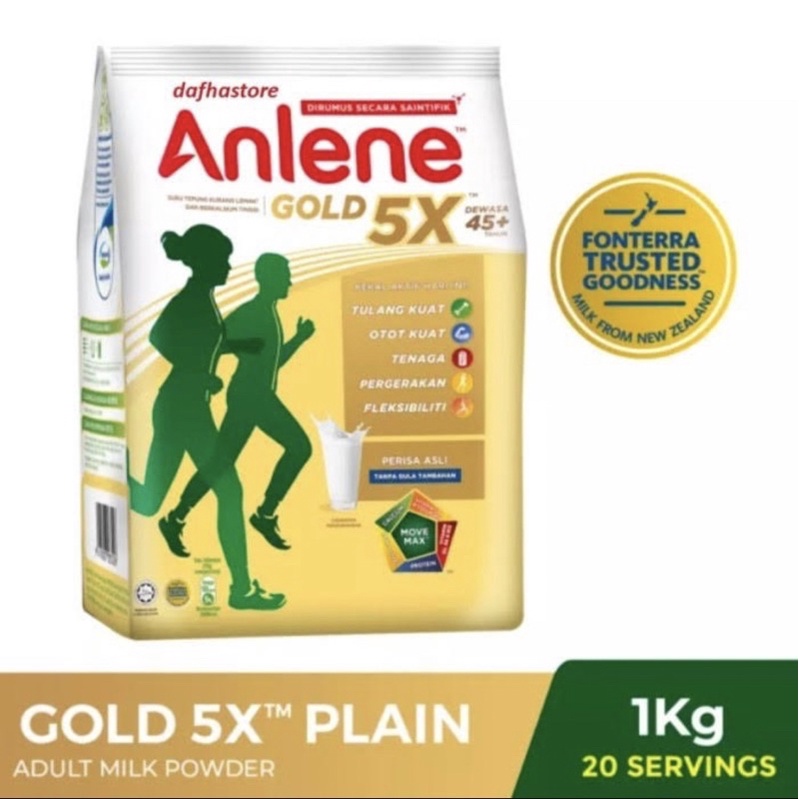 

1KG SUSU BUBUK ANLENE GOLD MALAYSIA 45+ TAHUN TANPA GULA ANLENE MALAYSIA