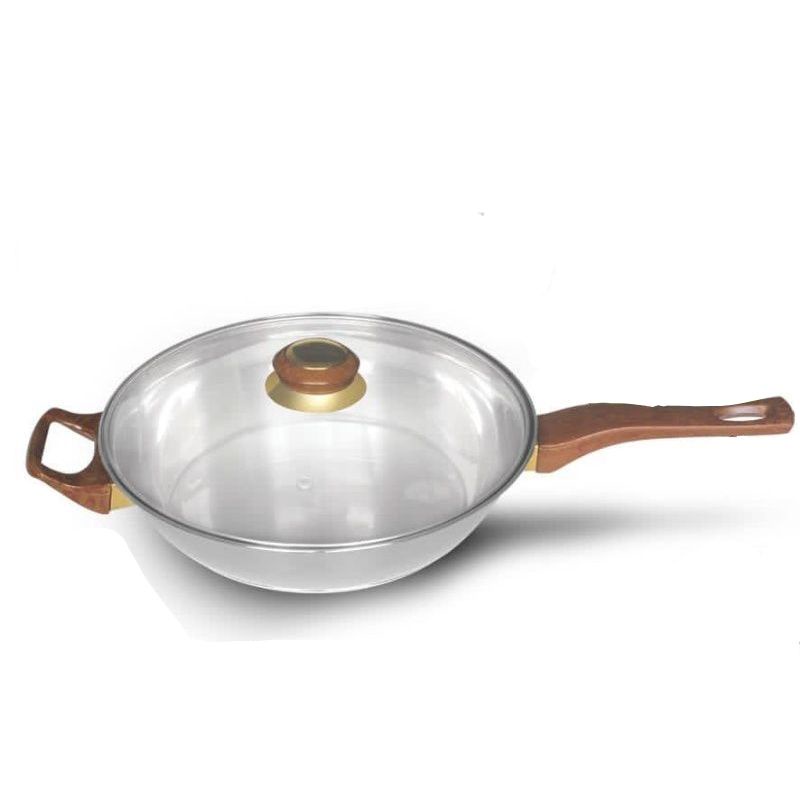 211 - Panci Frypan - Fry Pan Penggorengan Stainless Anti Lengket + Tutup Kaca 24 CM Q2 8224