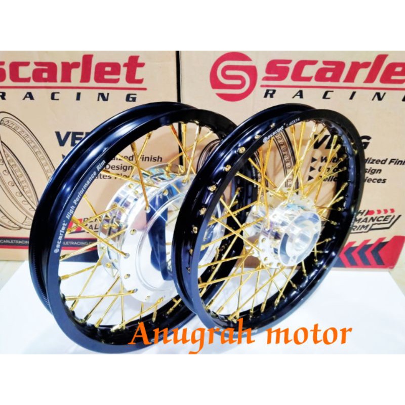Scarlet Original SNI velg jari jari ring 14 paket uk depan 140x14 - uk belakang 160x14 - matic Mio m
