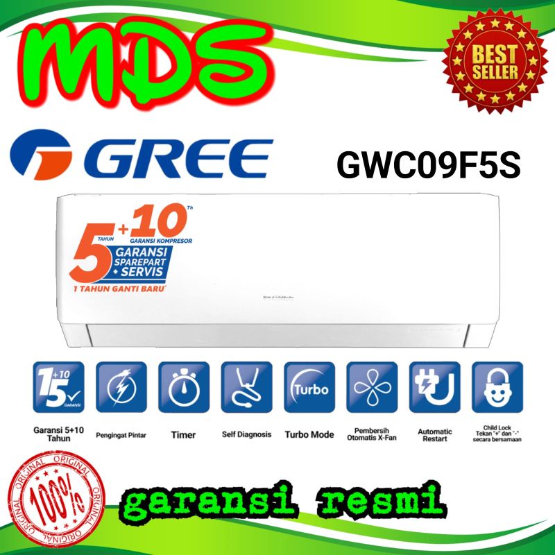 NEW PROMO AC GREE 1 PK AC GREE INVERTER 1 PK AC GREE GWC - 9F5S+ PASANG INSTALASI