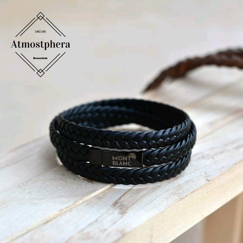 Gelang Kulit Pria Triple Rope - Men's Bracelet Clip Magnetic Premium