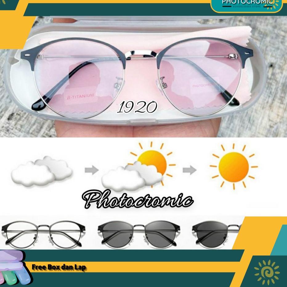 Ready [Terlaris] Photocromic Kacamata Berubah Warna Anti Radiasi Blueray F1920
