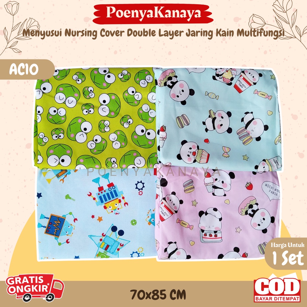 Apron Menyusui Nursing Cover Double Layer Jaring Kain Penutup Menyusui Multifungsi AC10