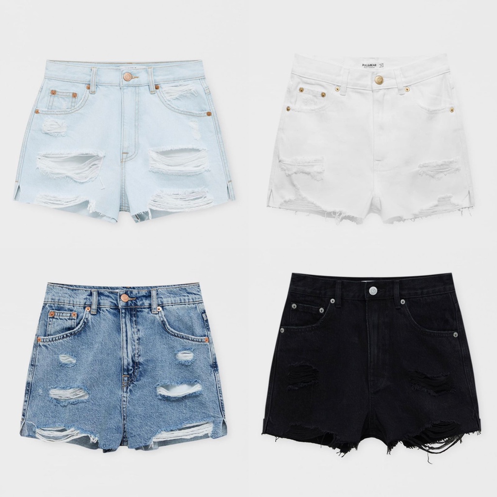 Pull&amp;Bear Ripped Denim Shorts