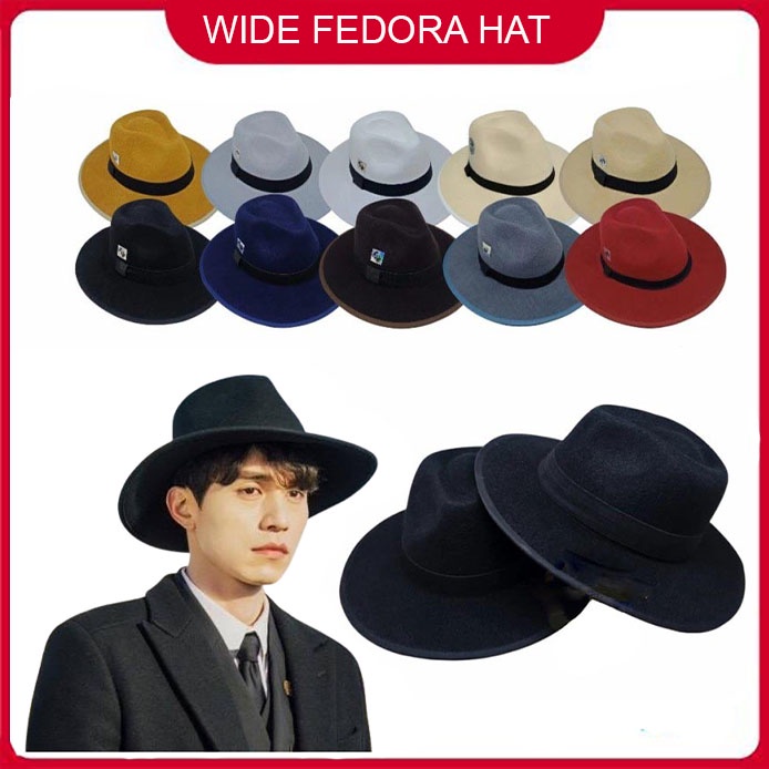 Topi FEDORA panama lebar wide hat fedora