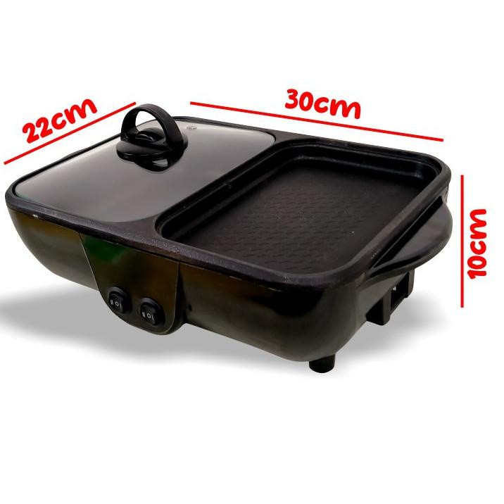 Pilih Ini--Shabu Steamboat Listrik 2 In 1 BBQ Alat Pemasak Pemanggang Penggoreng Multifungsi Simple 