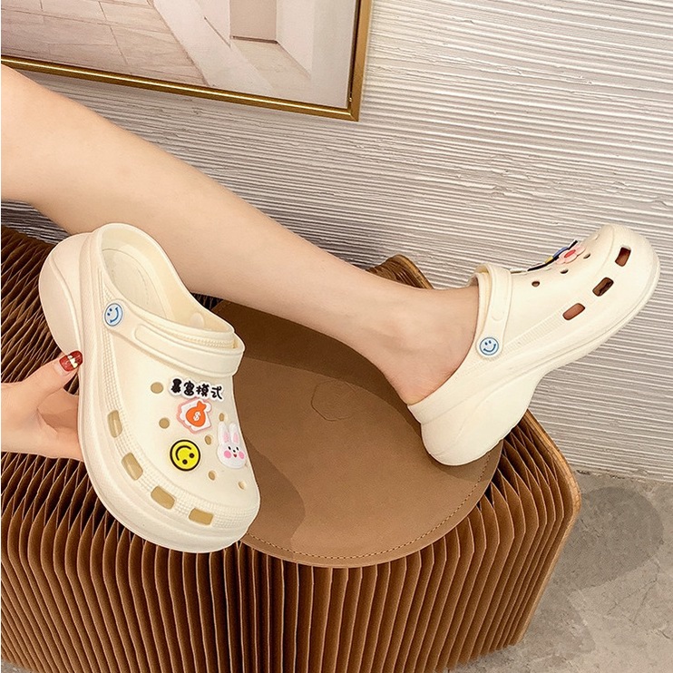 Sandal Wanita Selop Wedges Keren Kekinian Anti Slip Motif Lucu SP59