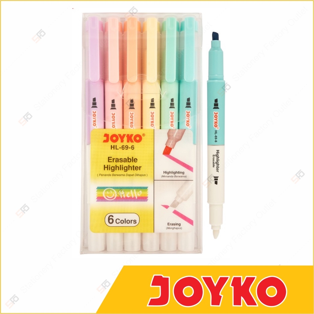 

Erasable Highlighter Joyko HL-69 Set 6