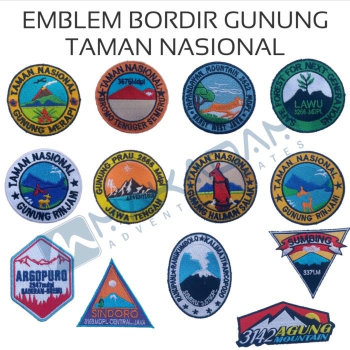Patch Emblem Bordir Patch Gunung Taman Nasional
