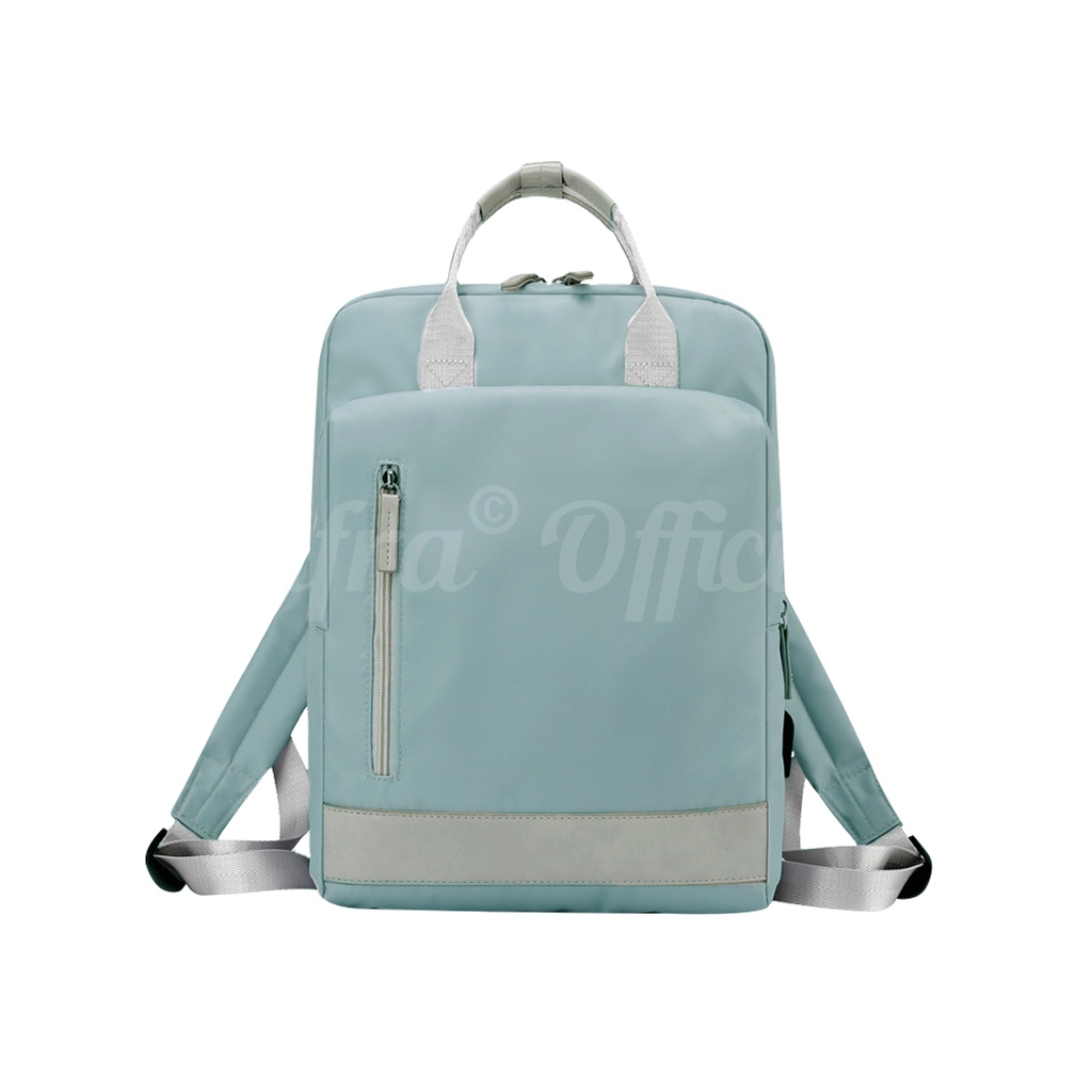 Shifra Tas Laptop Ransel Wanita Pria Waterproof Warna Polos Dengan USB Port