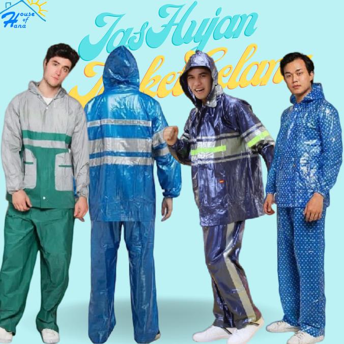 Jas Hujan Setelan Jacket Celana Elmondo Original Karet Tebal Jumbo