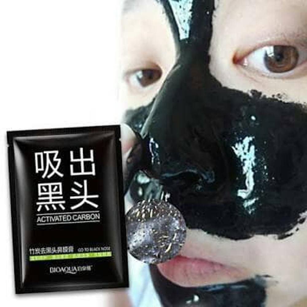 Bioaqua Black Mask Activated Carbon Charcoal Suck Out Blackheads Sachet Masker Arang Bambu Bamboo