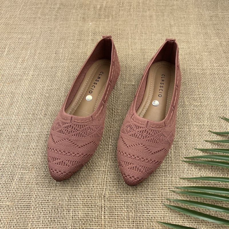 MARASYAFFA - SEPATU FLAT WANITA RAJUT IMPORT BK01