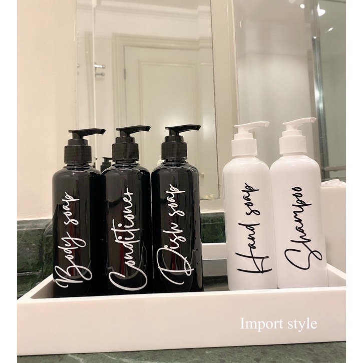 botol 250ml HITAM PUTIH glossy . BLACK WHITE EDITION . aesthetic bottle minimalist refill organizer tempat sabun cair pump estetik