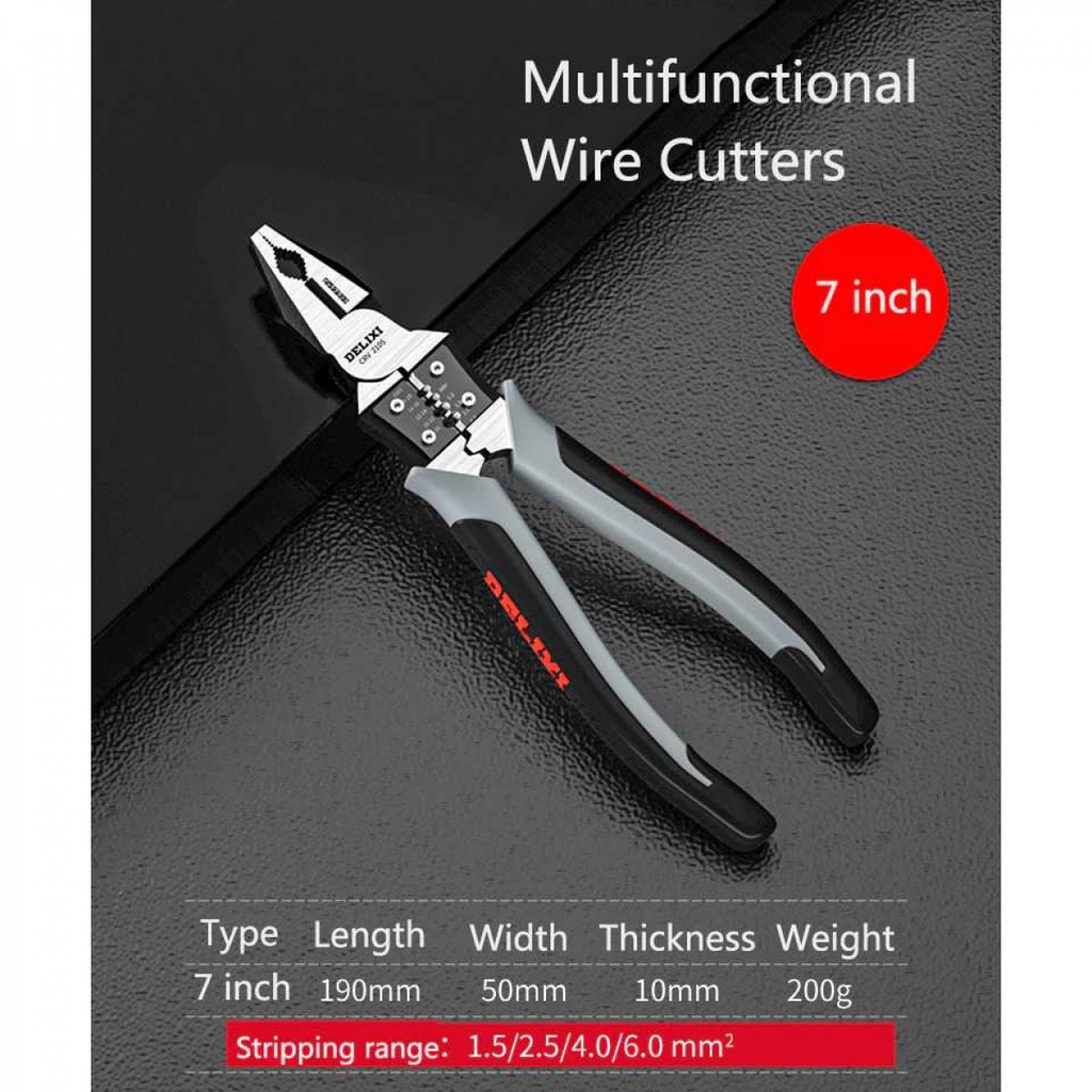 Tang Pemotong Kawat CRV Multifungsi Crimping Wire Cutter 7 inch