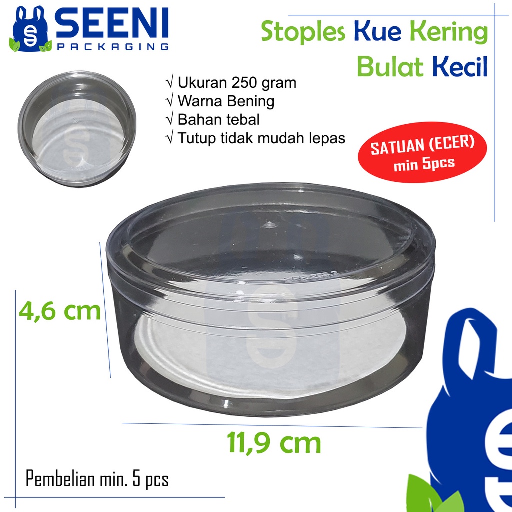 Eceran Stoples Bulat Kecil / Toples Bulat 250 gram / Toples Nastar Kue Kering