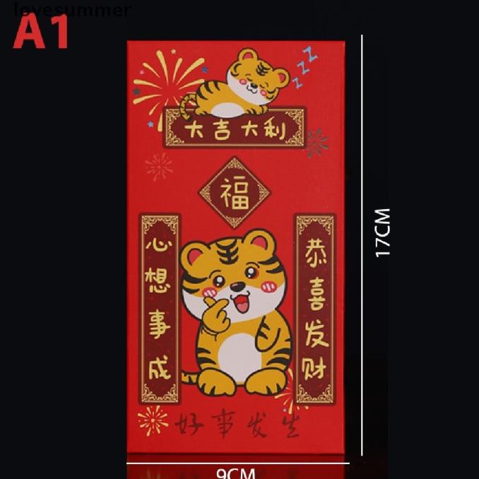 

(Sun) 10 Pcs Amplop Angpao Tahun Baru Cina / Imlek Motif Macan Merah