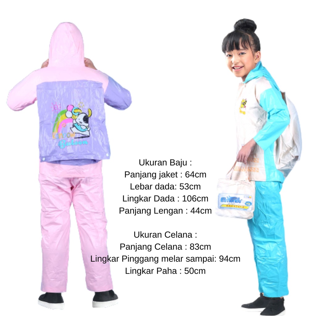 Jas Hujan Anak Remaja Backpack Mantel Hujan Anak Perempuan