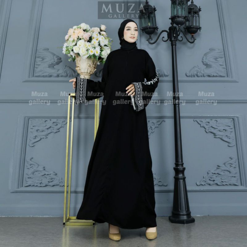 MUZA ABAYA HITAM ABAYA TURKEY TAZKIA TANGAN LEBAR (BUSUI)