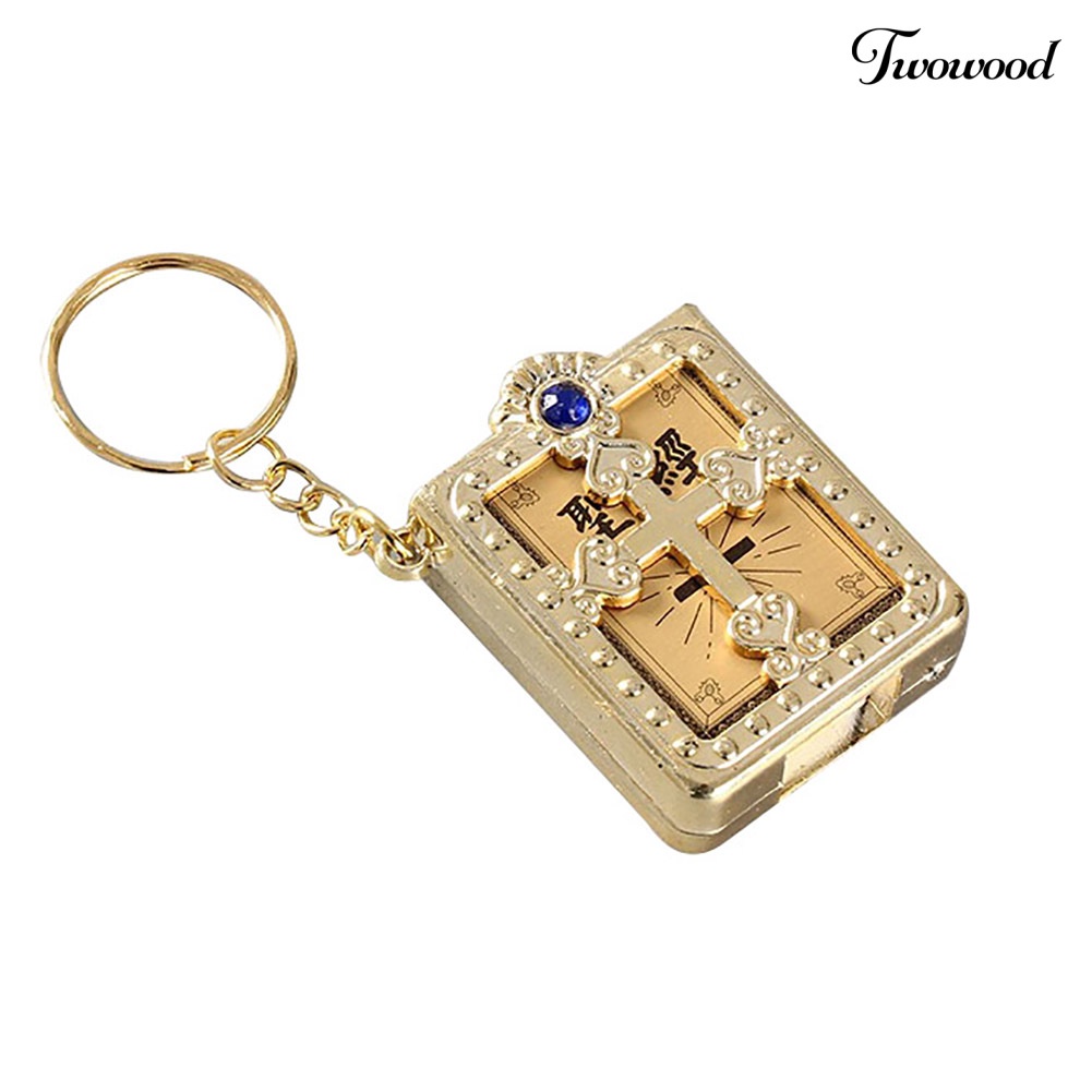 Twowood Gantungan Kunci Alkitab Mini Aksen Berlian Imitasi Untuk Aksesoris Tas