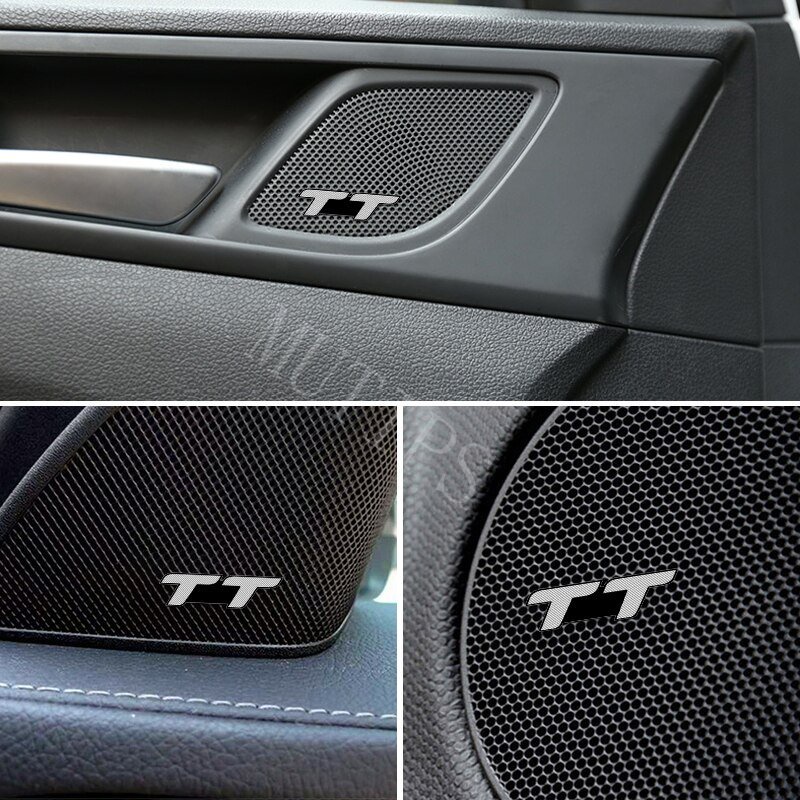 Audi 4Pcs Stiker Logo Mini Bahan Alloy Untuk Speaker Mobil A3 A4 A6 TT
