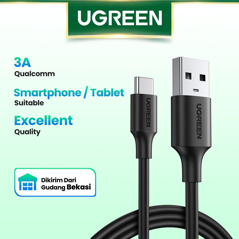 【Stok Produk di Indonesia】ONEPLUS Ugreen  0.5m / 1m  Kabel Data / Charger Usb Tipe-C 3A Fast Charging Untuk Samsung S22 / Xiaomi Poco X3 / Realme 6pro / Redmi Note 9 / Huawei nova 7 / Samsung / A71 / A50 / 8