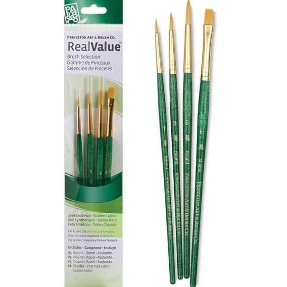 

Princeton Real Value No. 9115 - Synthetic-Golden Taklon Set of 4 brush