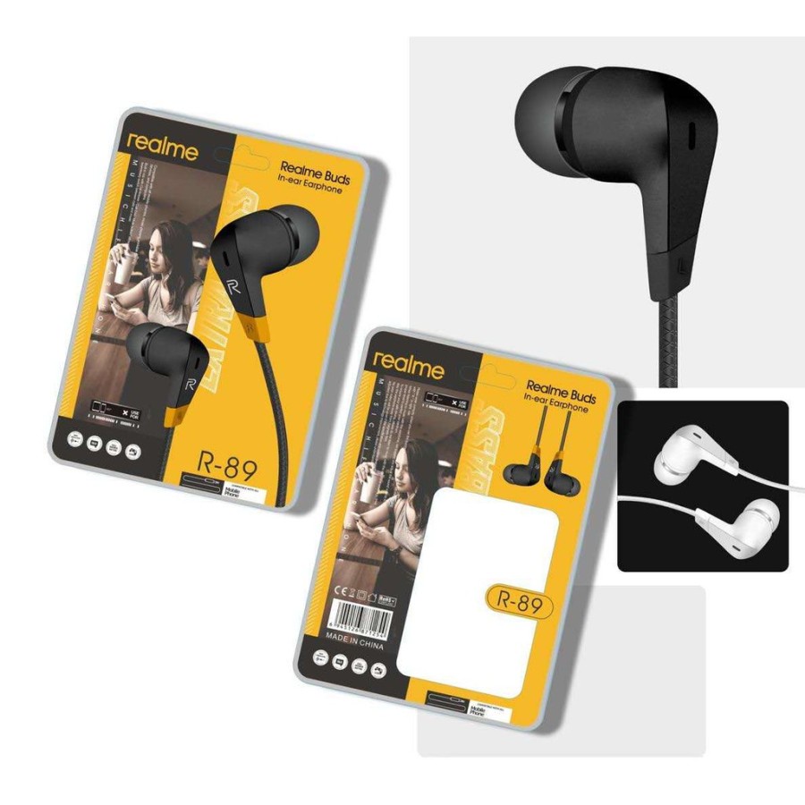 Headset Realme R Series Stereo HD Sound Quality In-ear Earphone Mic Jack 3.5mm Handsfree Kabel